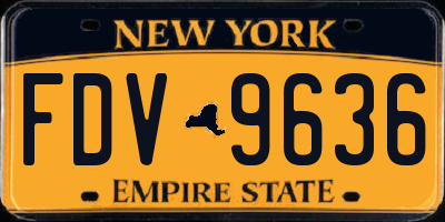 NY license plate FDV9636