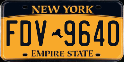 NY license plate FDV9640