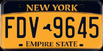 NY license plate FDV9645