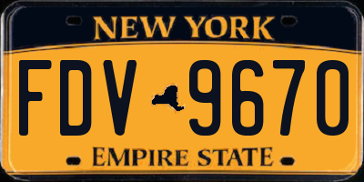 NY license plate FDV9670