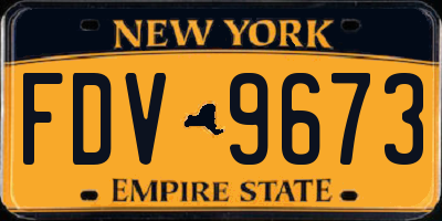 NY license plate FDV9673