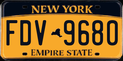 NY license plate FDV9680