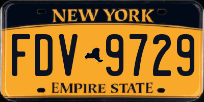 NY license plate FDV9729