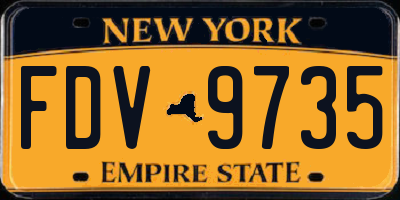NY license plate FDV9735