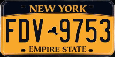 NY license plate FDV9753