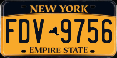 NY license plate FDV9756