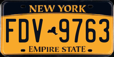 NY license plate FDV9763