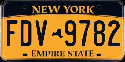 NY license plate FDV9782