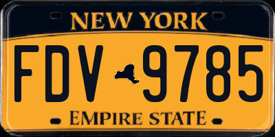 NY license plate FDV9785