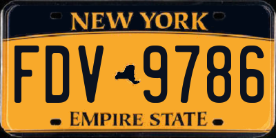 NY license plate FDV9786