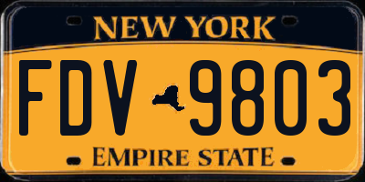 NY license plate FDV9803