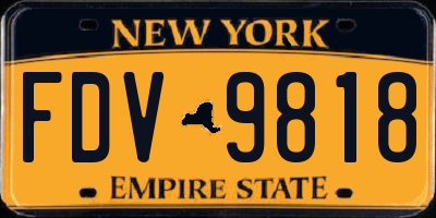 NY license plate FDV9818