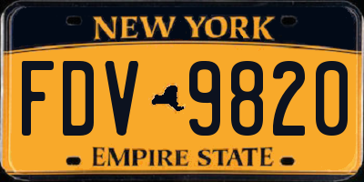 NY license plate FDV9820