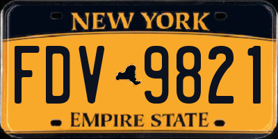 NY license plate FDV9821