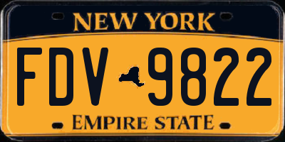 NY license plate FDV9822
