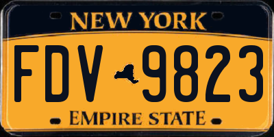 NY license plate FDV9823