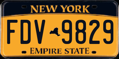 NY license plate FDV9829