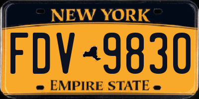 NY license plate FDV9830