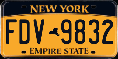 NY license plate FDV9832