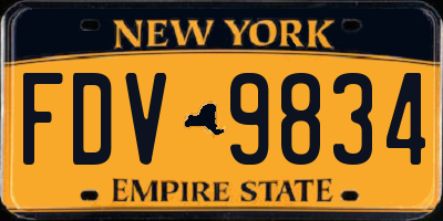 NY license plate FDV9834