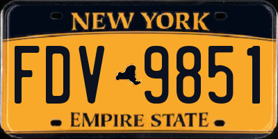 NY license plate FDV9851