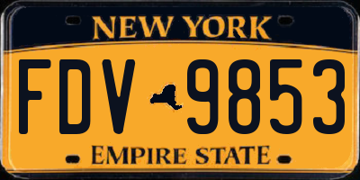 NY license plate FDV9853