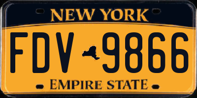 NY license plate FDV9866