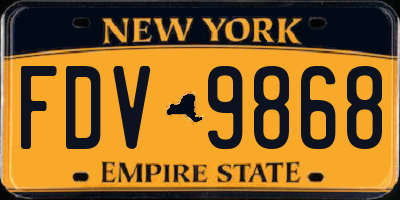 NY license plate FDV9868