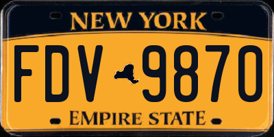 NY license plate FDV9870