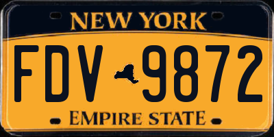 NY license plate FDV9872