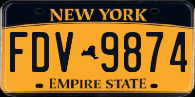 NY license plate FDV9874