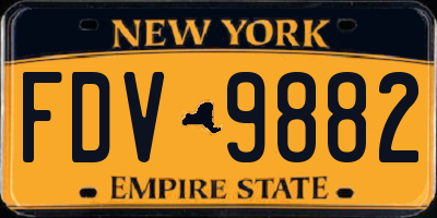 NY license plate FDV9882