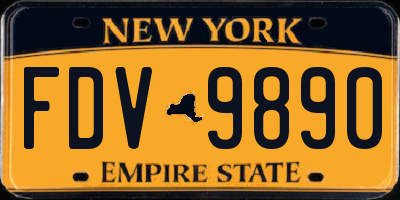 NY license plate FDV9890