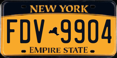 NY license plate FDV9904