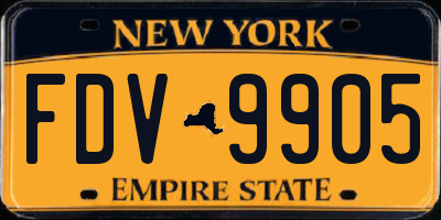 NY license plate FDV9905