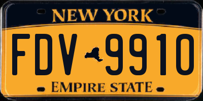 NY license plate FDV9910