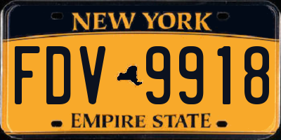 NY license plate FDV9918