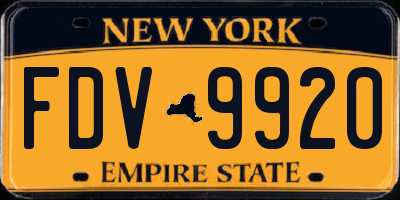 NY license plate FDV9920