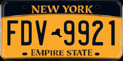 NY license plate FDV9921