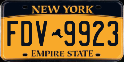 NY license plate FDV9923