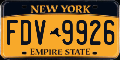 NY license plate FDV9926