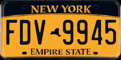 NY license plate FDV9945