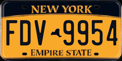NY license plate FDV9954