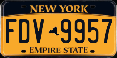 NY license plate FDV9957