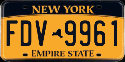 NY license plate FDV9961