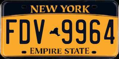 NY license plate FDV9964