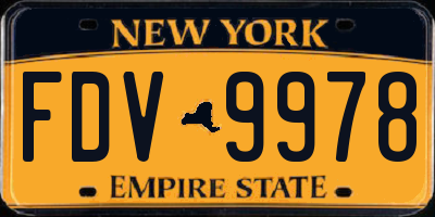 NY license plate FDV9978
