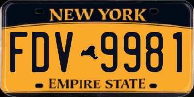 NY license plate FDV9981