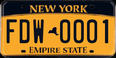 NY license plate FDW0001