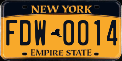 NY license plate FDW0014